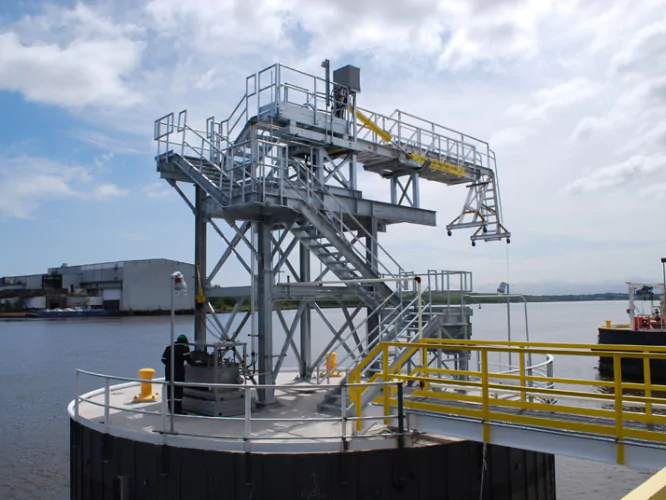 Routine gangway ladder maintenance by Vesselex to ensure safety and compliance in marine operations.